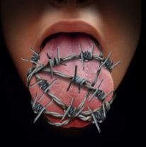 Tongue wrapped in barbed wire